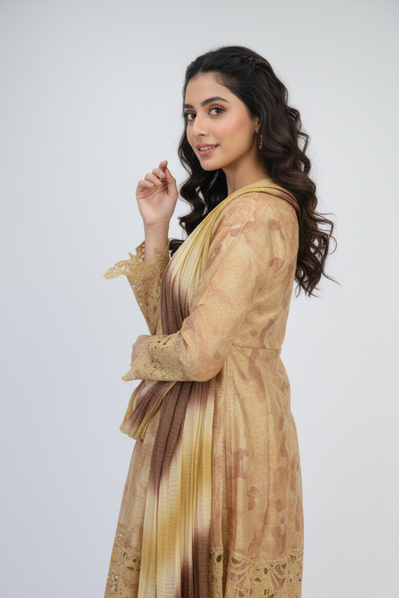 NAYAB|3-PIECE DIGITAL MULTI SHORT FROCK MMG-1041