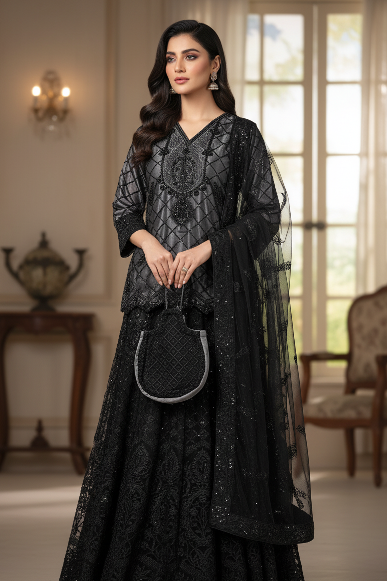 JASHN E HUSN |4-PIECE EMBROIDERED LEHNGA CHOLI MMG-851