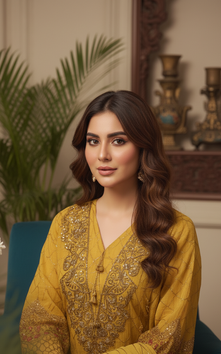 LAMISSA |3-PIECE CHIFFON EMBRODIERED FROCK MMG-770