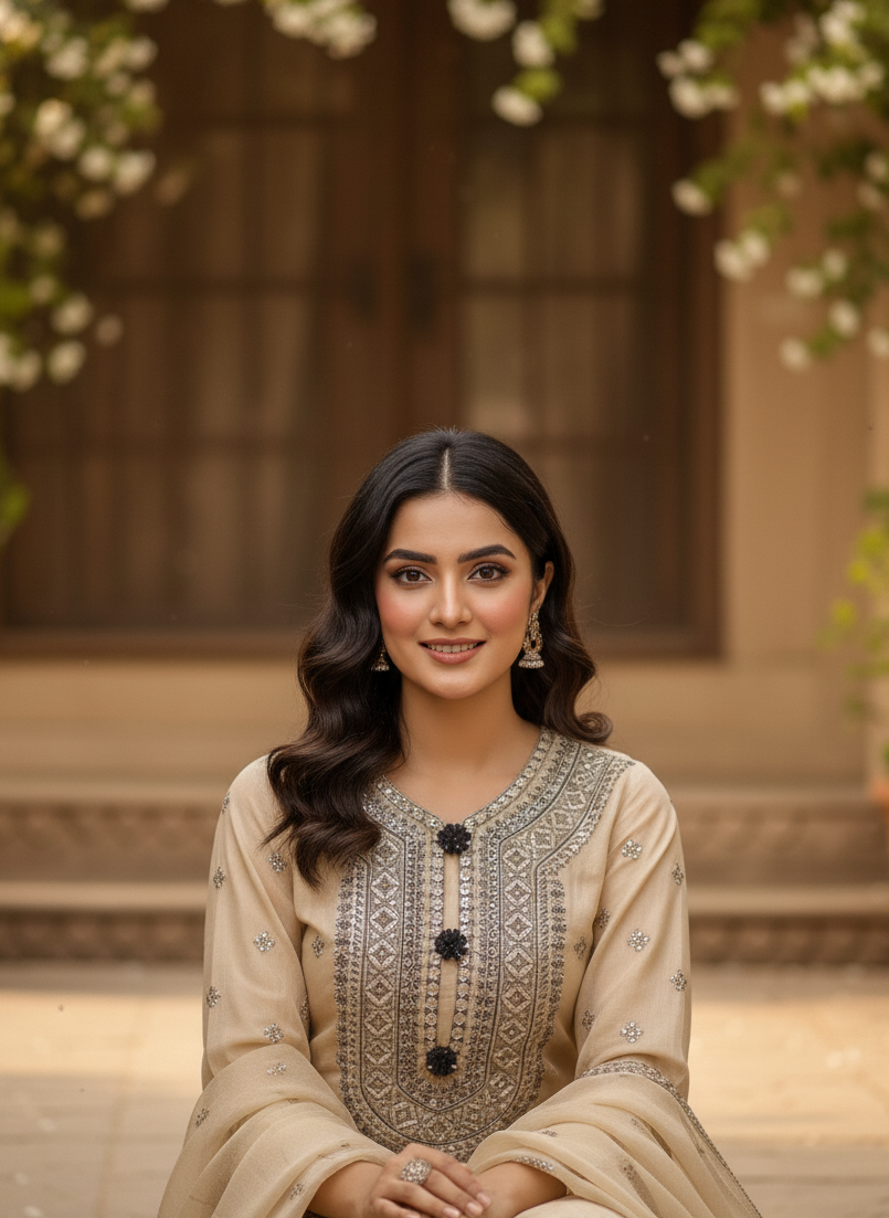 BALOCHI GRACE|CHIFFON EMBROIDERED PISHWAS MMG-