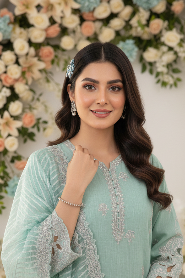 ZARI BLOSSOM ORGANZA EMB KURTA SET MMG-1016