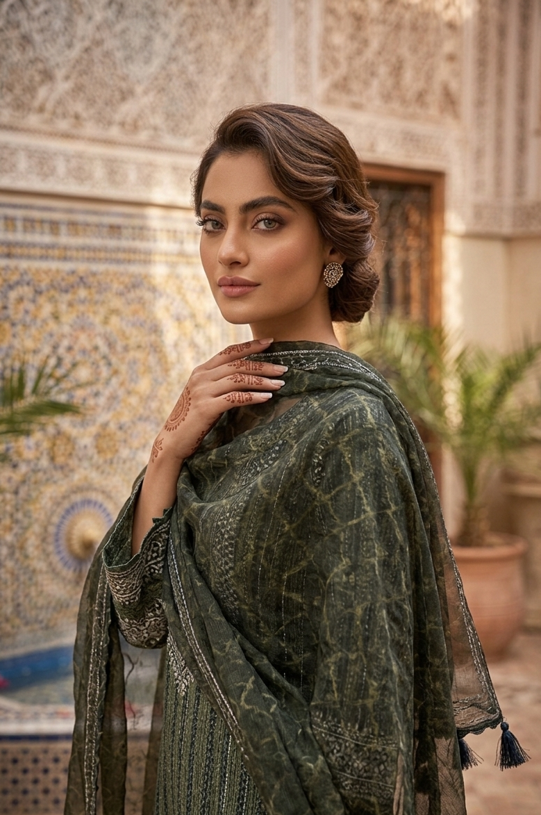 LAWN EMB KURTA SET MMG-1300