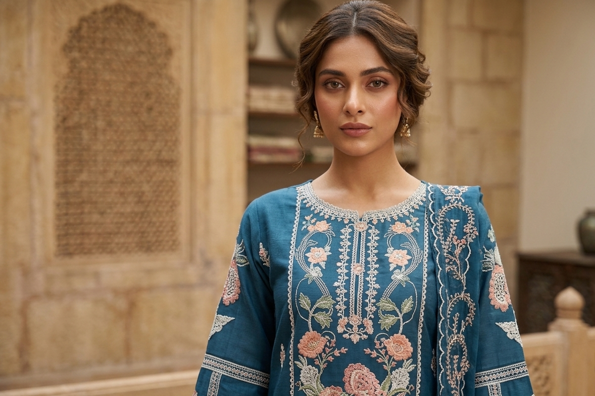 HEER EMB KURTA SET MMG-1267