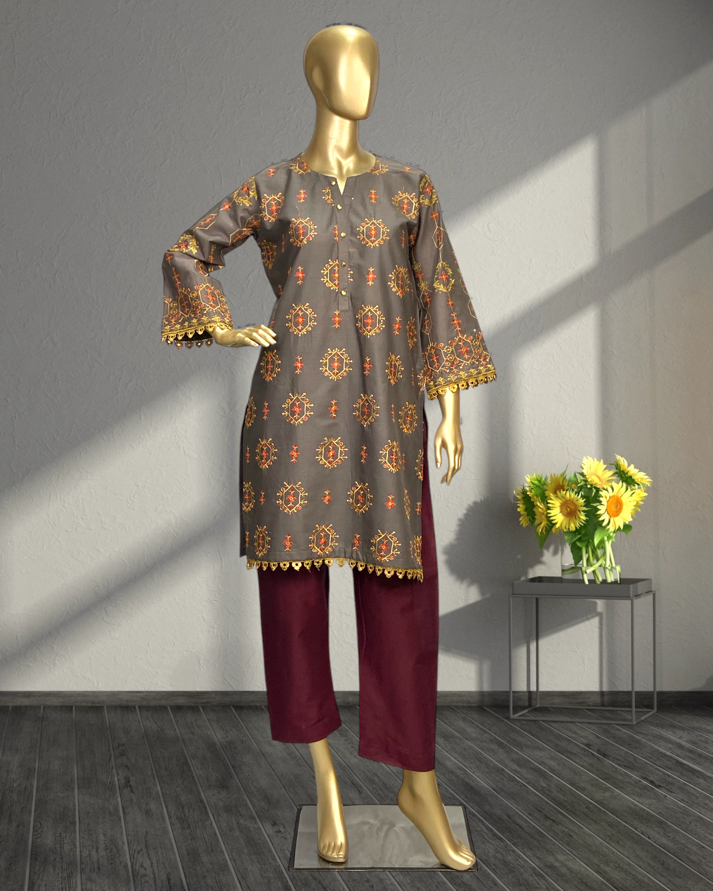 2-Piece Cotton Printed Ready-to-Wear Suit For Women – Free Size (22" Chest) | MMG-D-170
