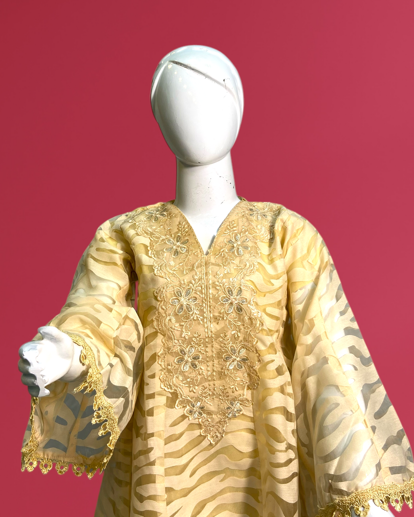 Kids Collection - Elegant Poly Jacquard Frock with Soft Malai Trouser MMG-D-160