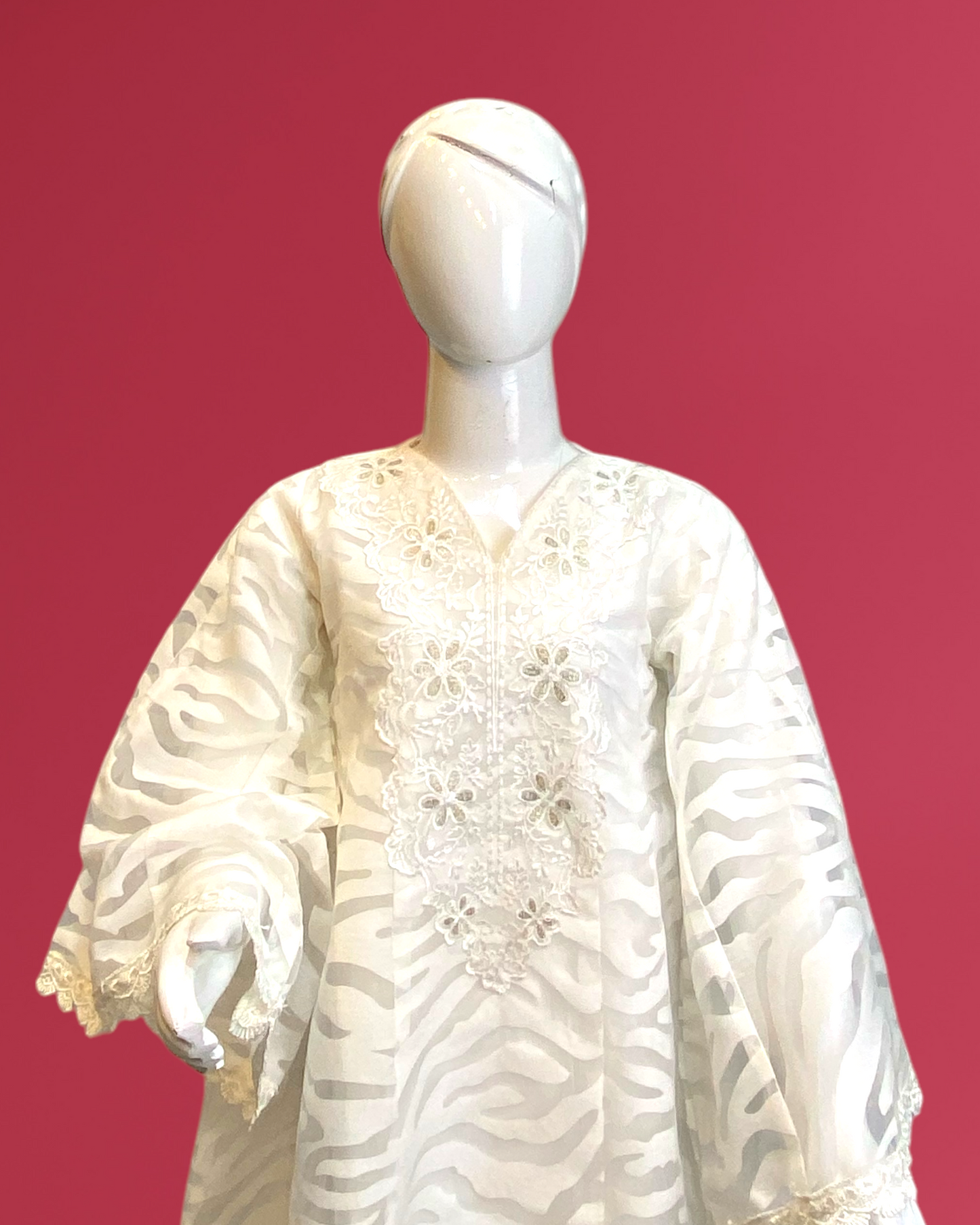 Kids Collection - Elegant Poly Jacquard Frock with Soft Malai Trouser MMG-D-160