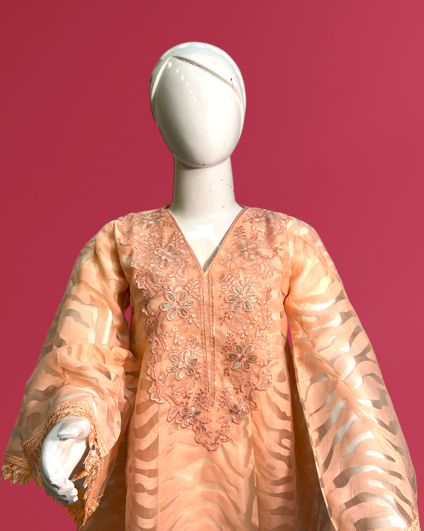 Kids Collection - Elegant Poly Jacquard Frock with Soft Malai Trouser MMG-D-160