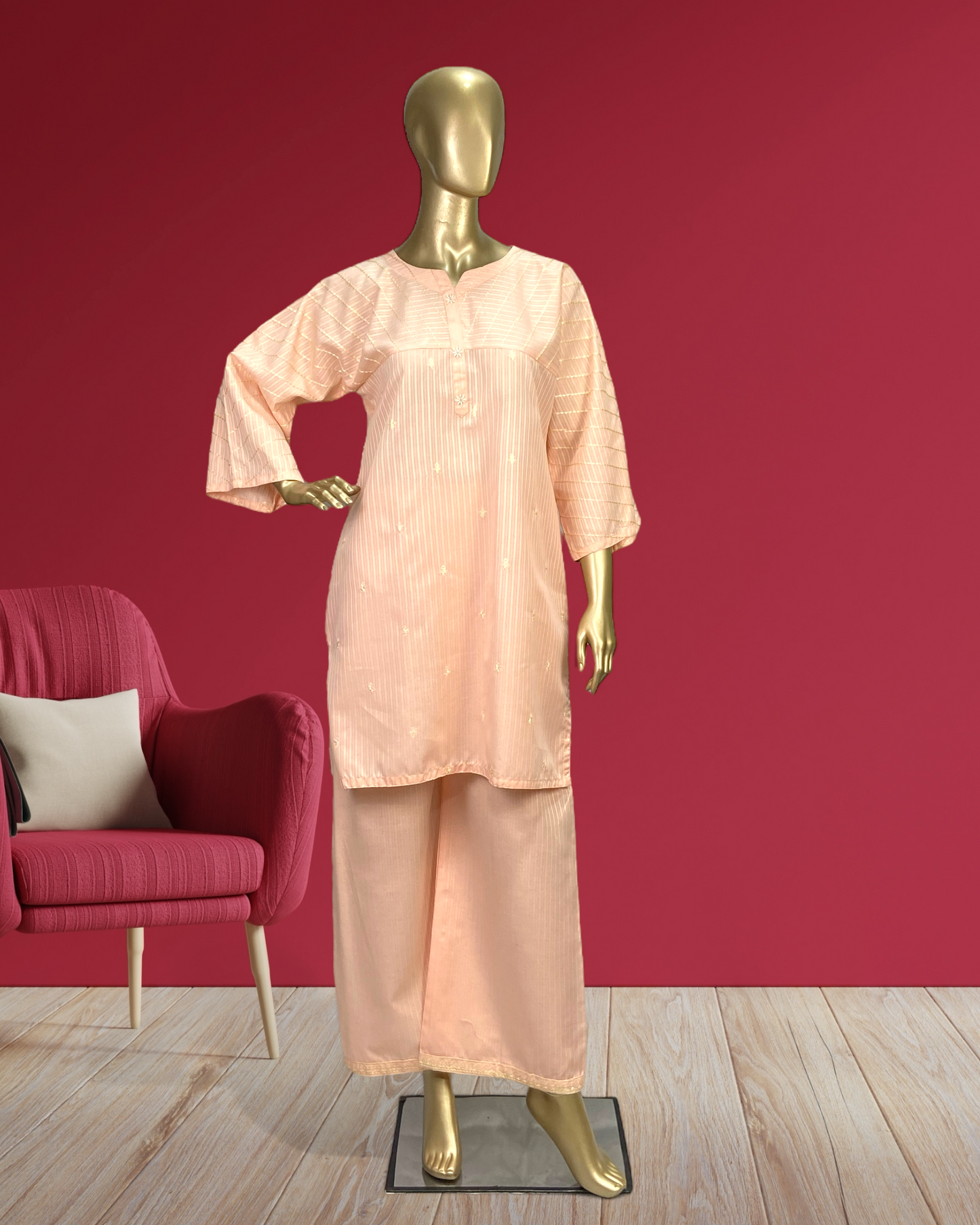 Embroidered Doria PC Cotton 2-Piece Suit MMG-D-178