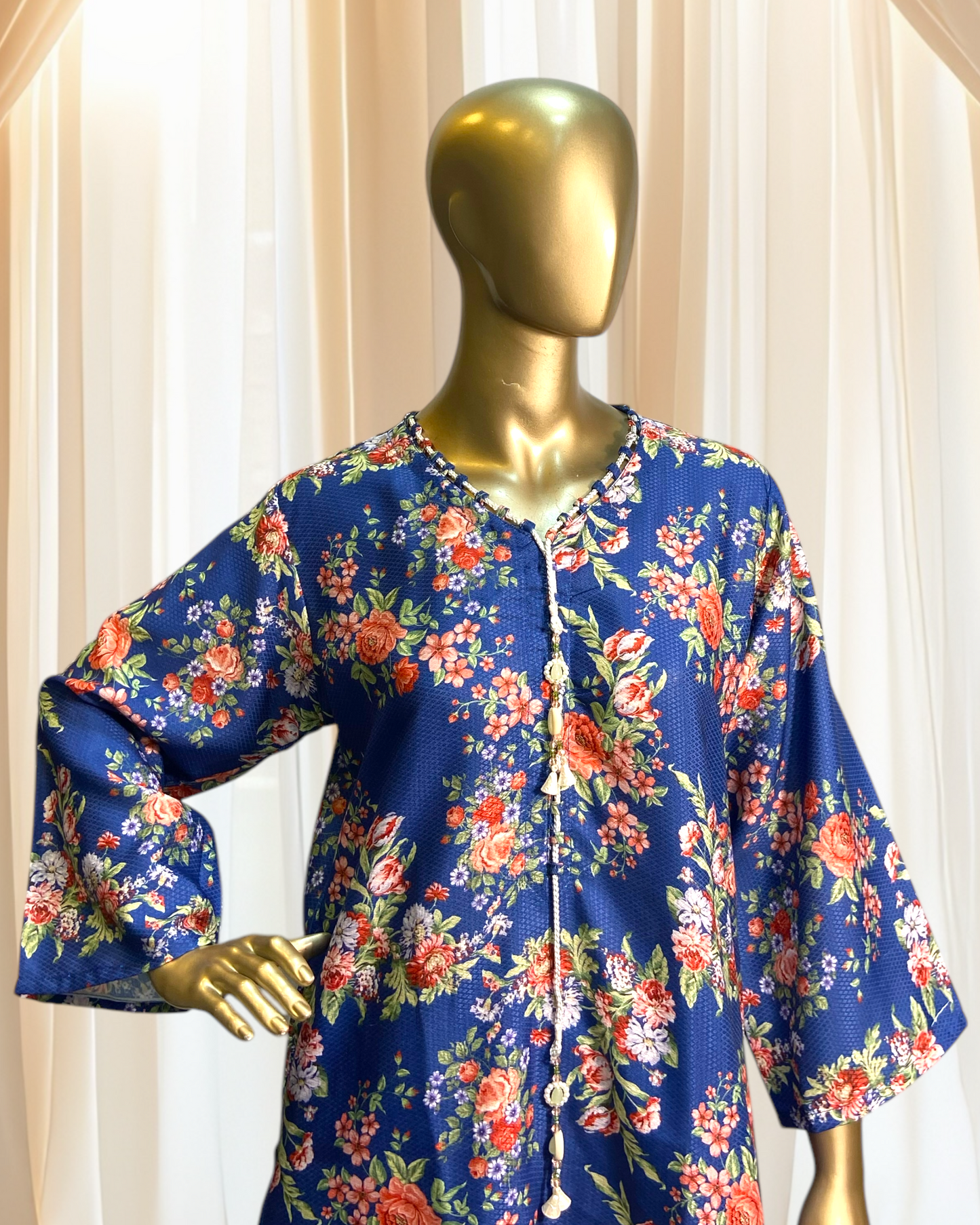Elegant 2-Piece Printed Jacquard Suit – Free Size MMG-D-179