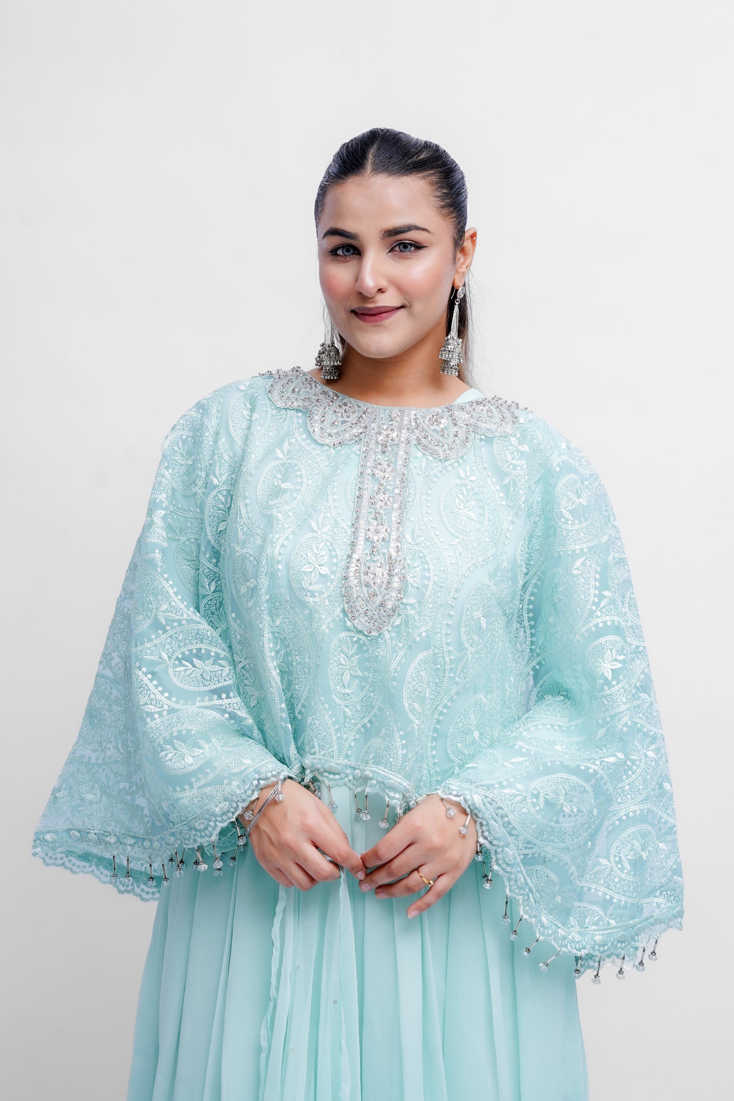 CHIFFON CAP STYLE LONG FROCK