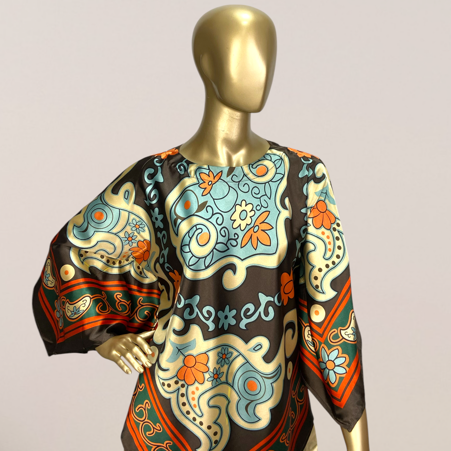 Elegant 2-Piece Printed Silk Ensemble D-05