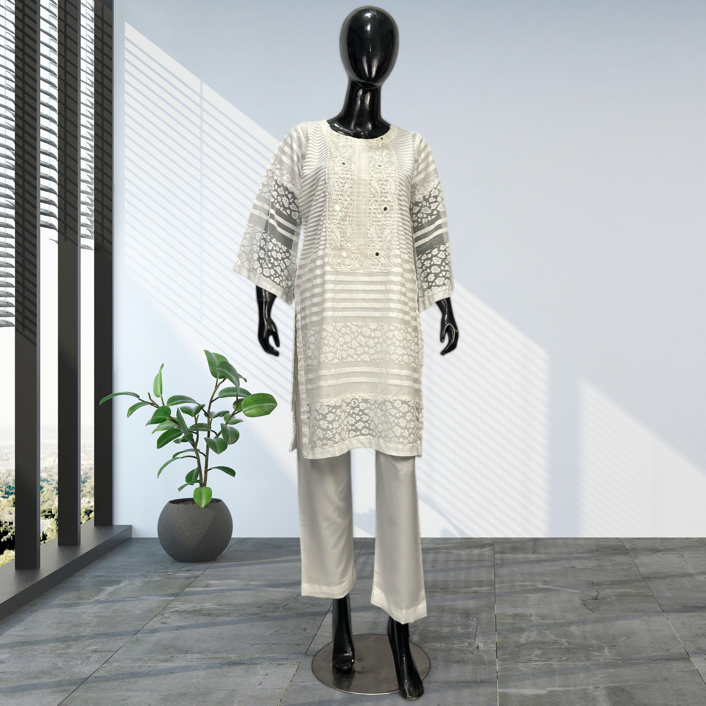2-Piece Broshia Net with malai Trousers Suit – MMG-D-110