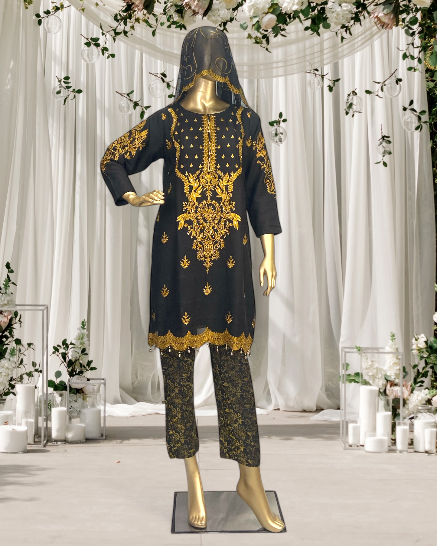 Elegant Embriodered Crinkle Chiffon 3-Piece Suit MMG-GG-02