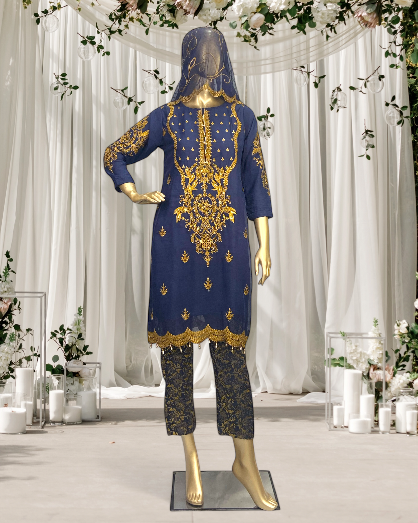 Elegant Embriodered Crinkle Chiffon 3-Piece Suit MMG-GG-02