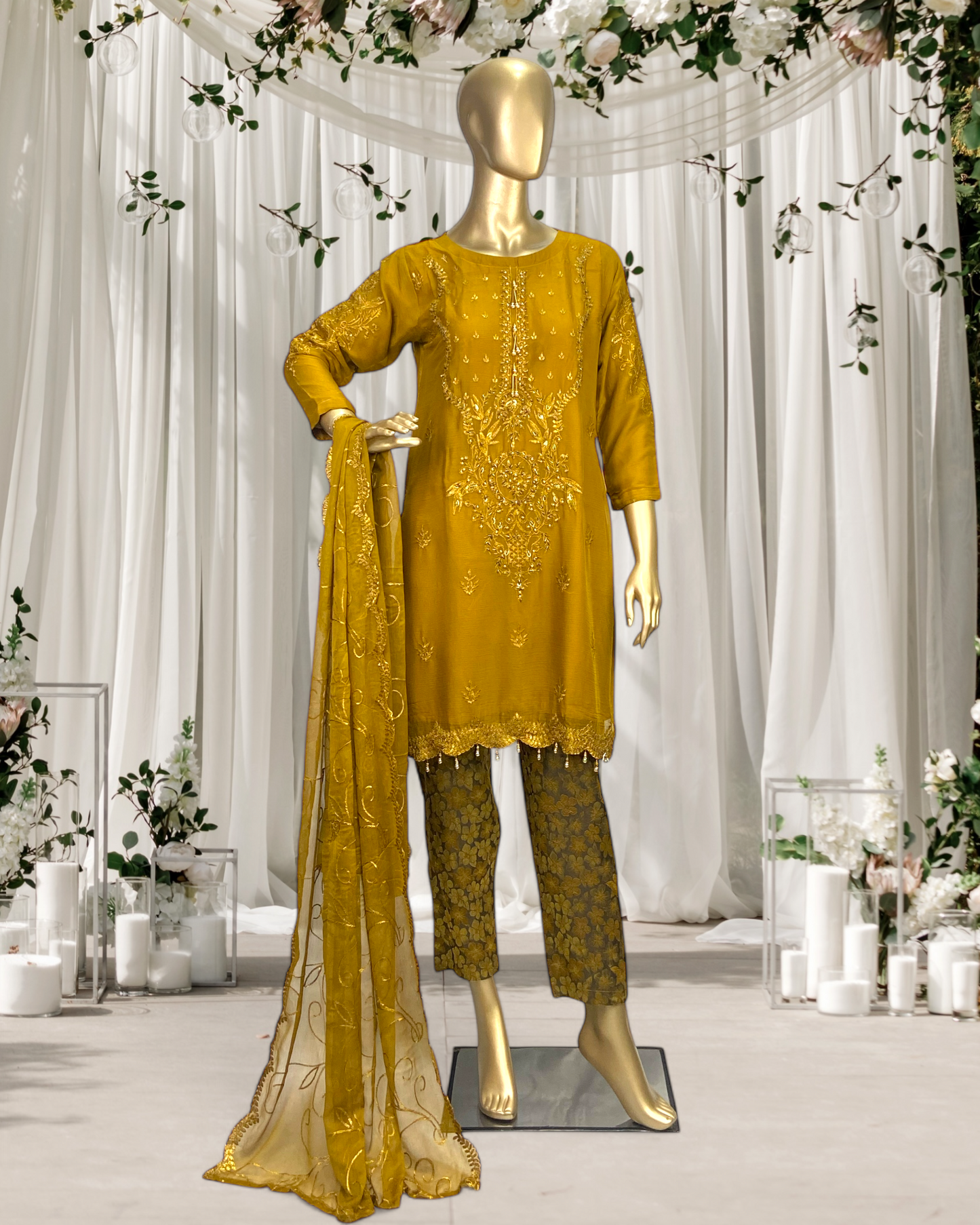 Elegant Embriodered Crinkle Chiffon 3-Piece Suit MMG-GG-02