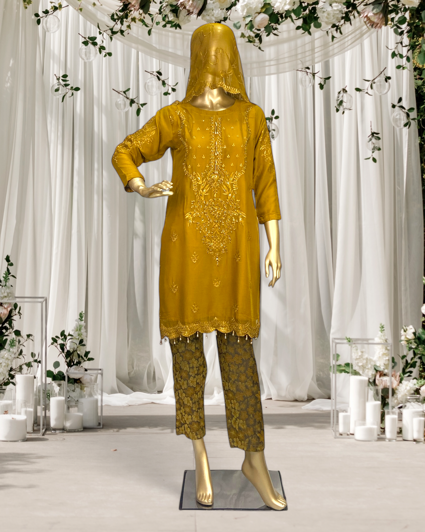 Elegant Embriodered Crinkle Chiffon 3-Piece Suit MMG-GG-02