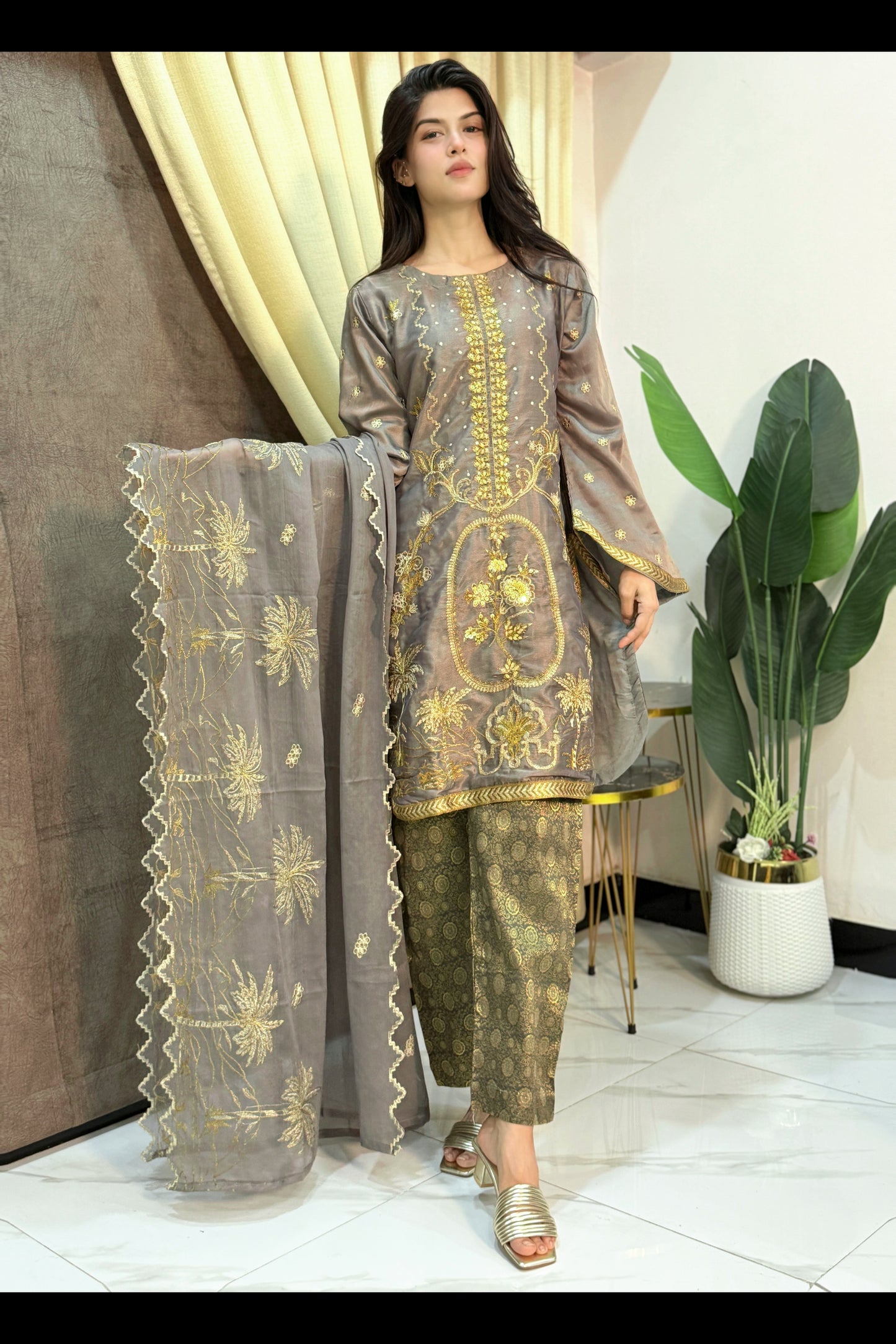 NOOR E MEHSURI|3 PIECE EMBROIDERED MEHSURI SHIRT|JAMAWAR TROUSER|EMBROIDERED DUPATTA MMG-808