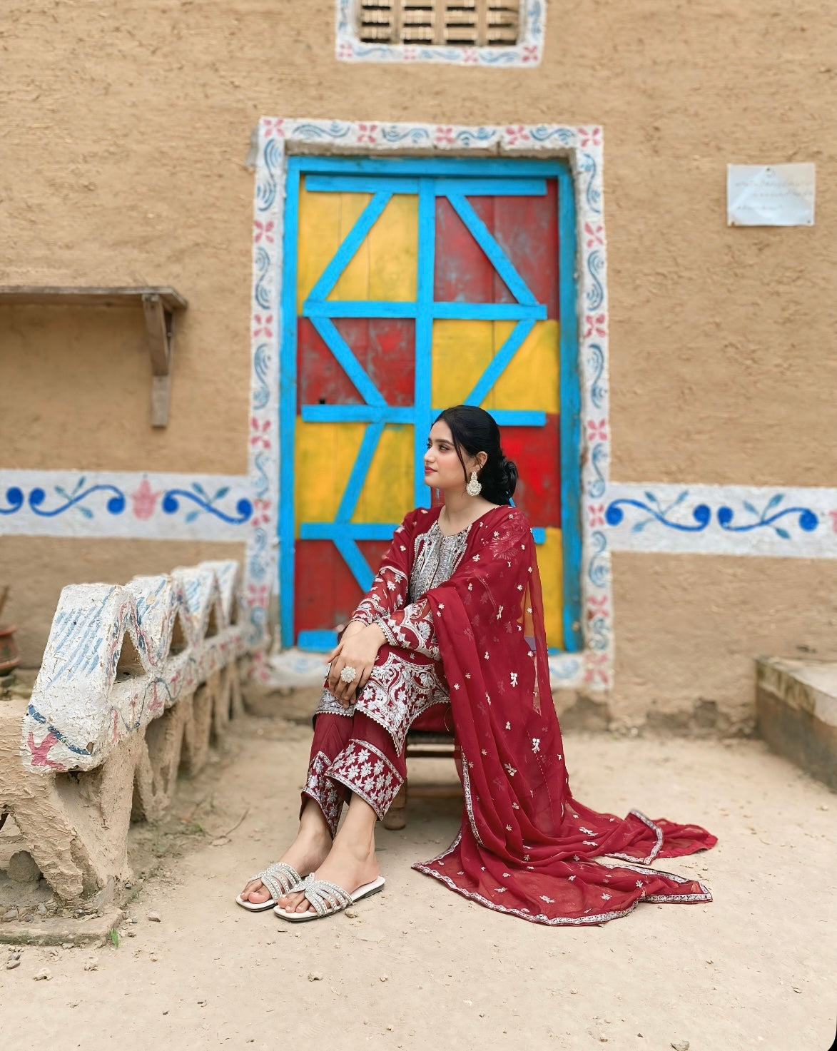 SHAHI JALWA|3-PIECE CHIFFON EMBROIDERED SHIRT WITH DAMAN PATTI|EMBROIDERED TROUSER|CHIFFON EMBROIDERED DUPATTA MMG-907