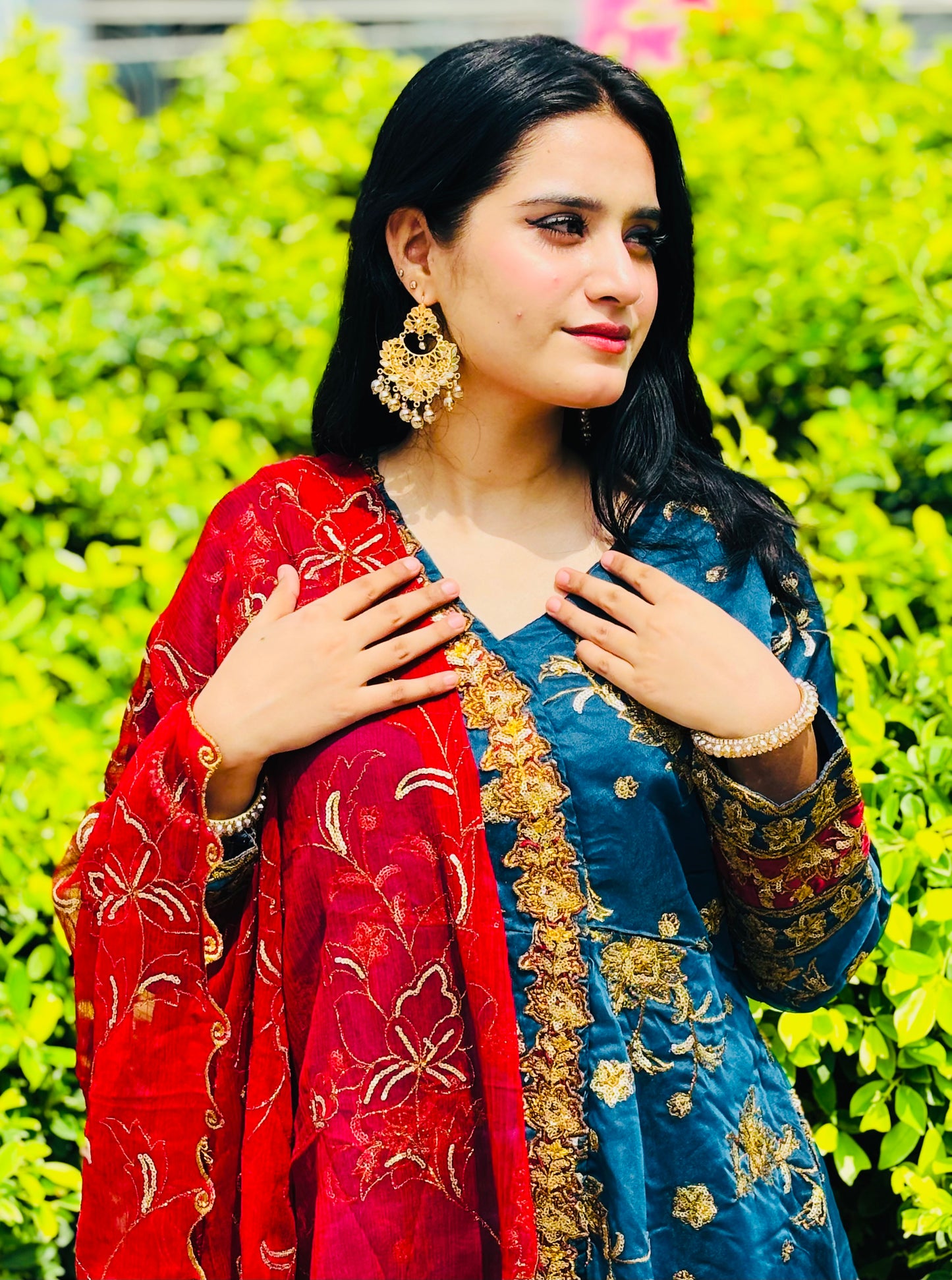 ZEENAT ANGRAKHA EMBROIDERED FROCK|SILK EMBROIDERED FLAPPER|CHIFFON EMBROIDERED DUPATTA MMG-856