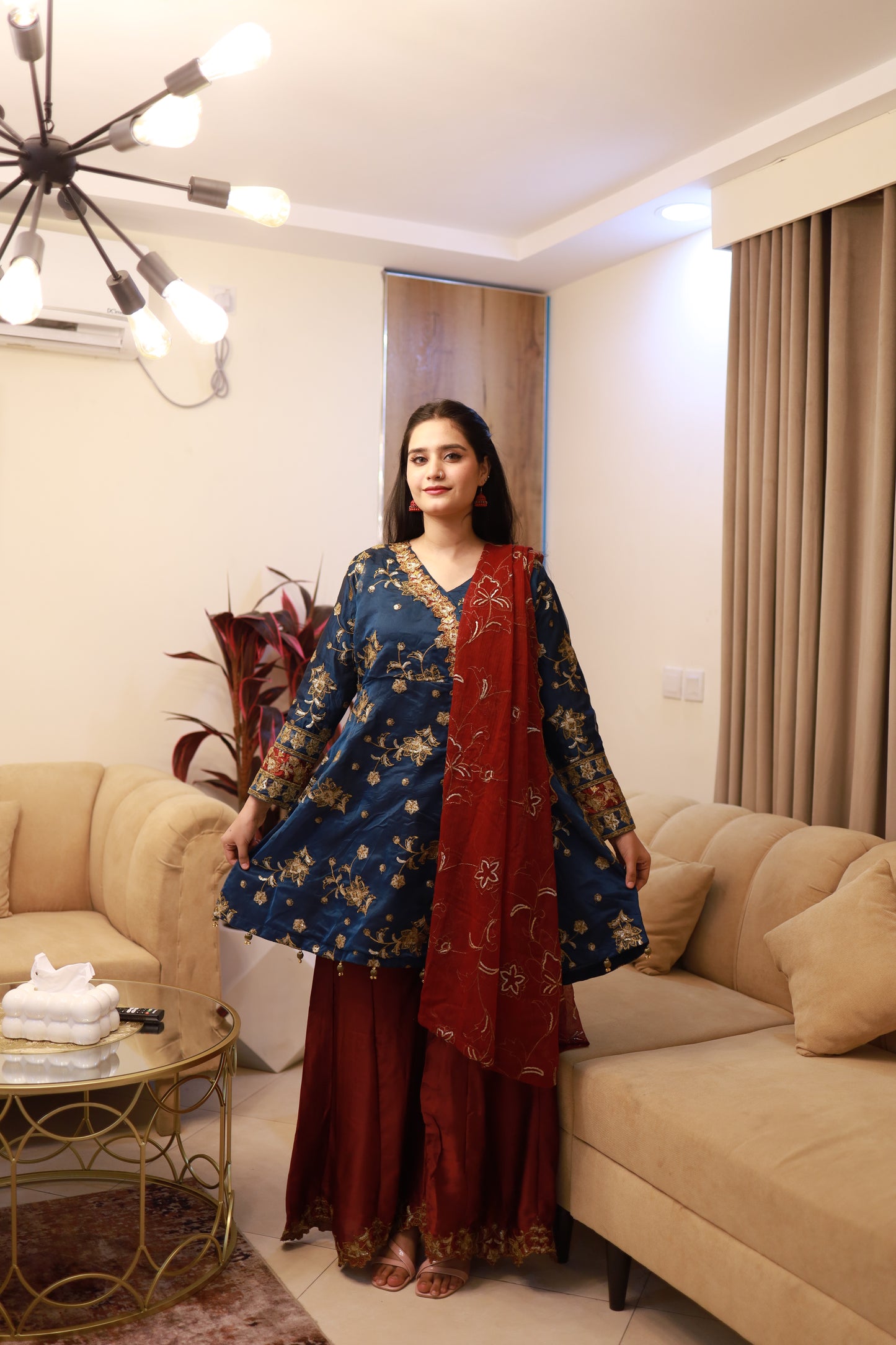 ZEENAT ANGRAKHA EMBROIDERED FROCK|SILK EMBROIDERED FLAPPER|CHIFFON EMBROIDERED DUPATTA MMG-856