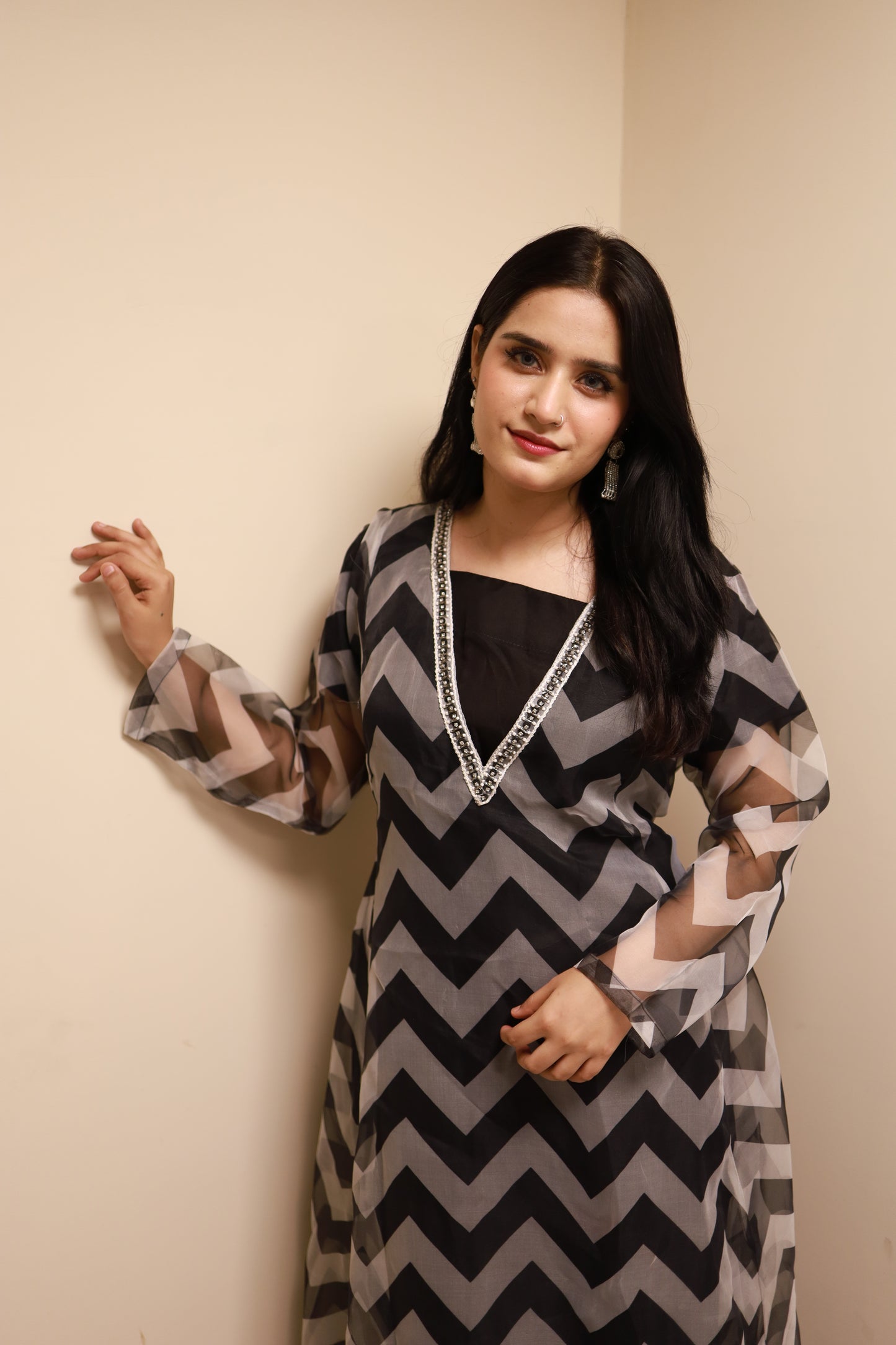 FAIRY|2-PIECE ELEGANT & CLASSICAL MAXI TISSUE FABRIC WITH MALAI TROUSER MMG 89