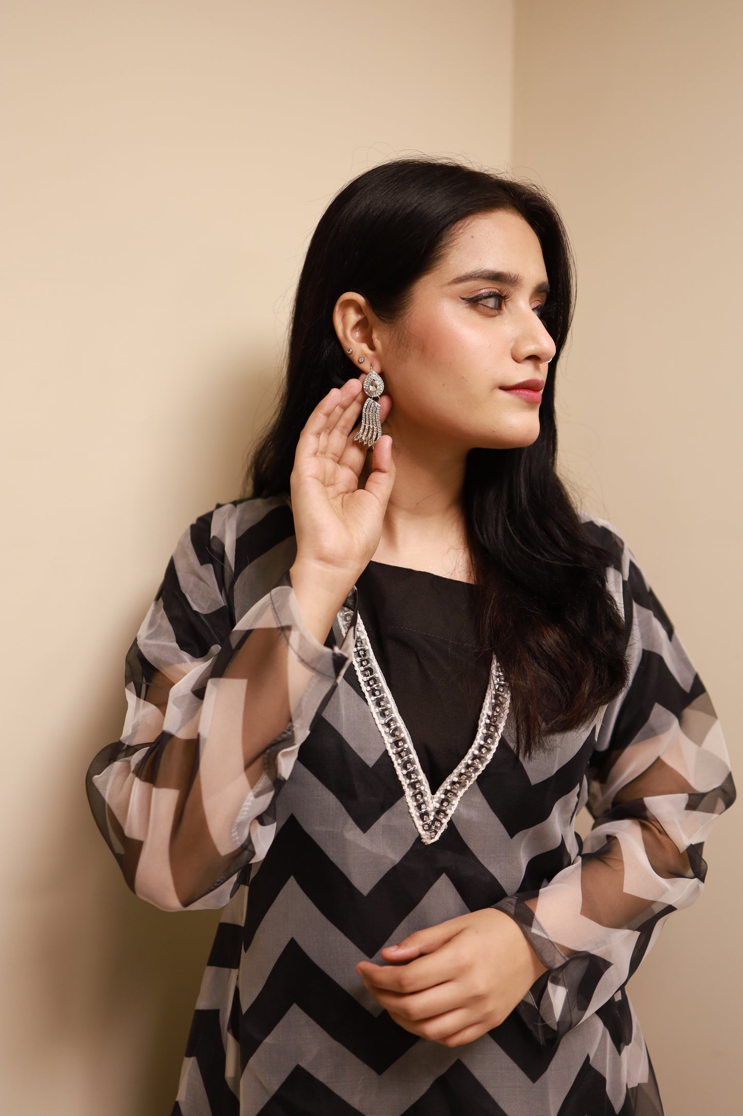 FAIRY|2-PIECE ELEGANT & CLASSICAL MAXI TISSUE FABRIC WITH MALAI TROUSER MMG 89
