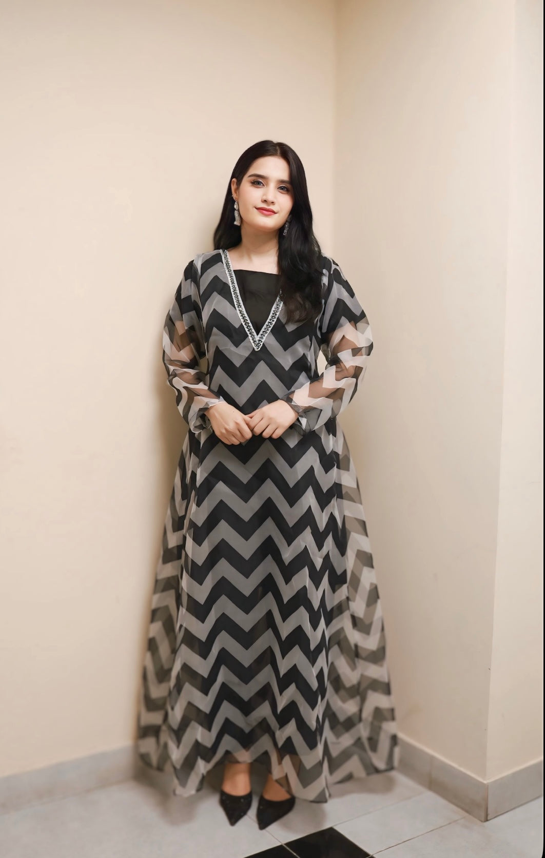 FAIRY|2-PIECE ELEGANT & CLASSICAL MAXI TISSUE FABRIC WITH MALAI TROUSER MMG 89