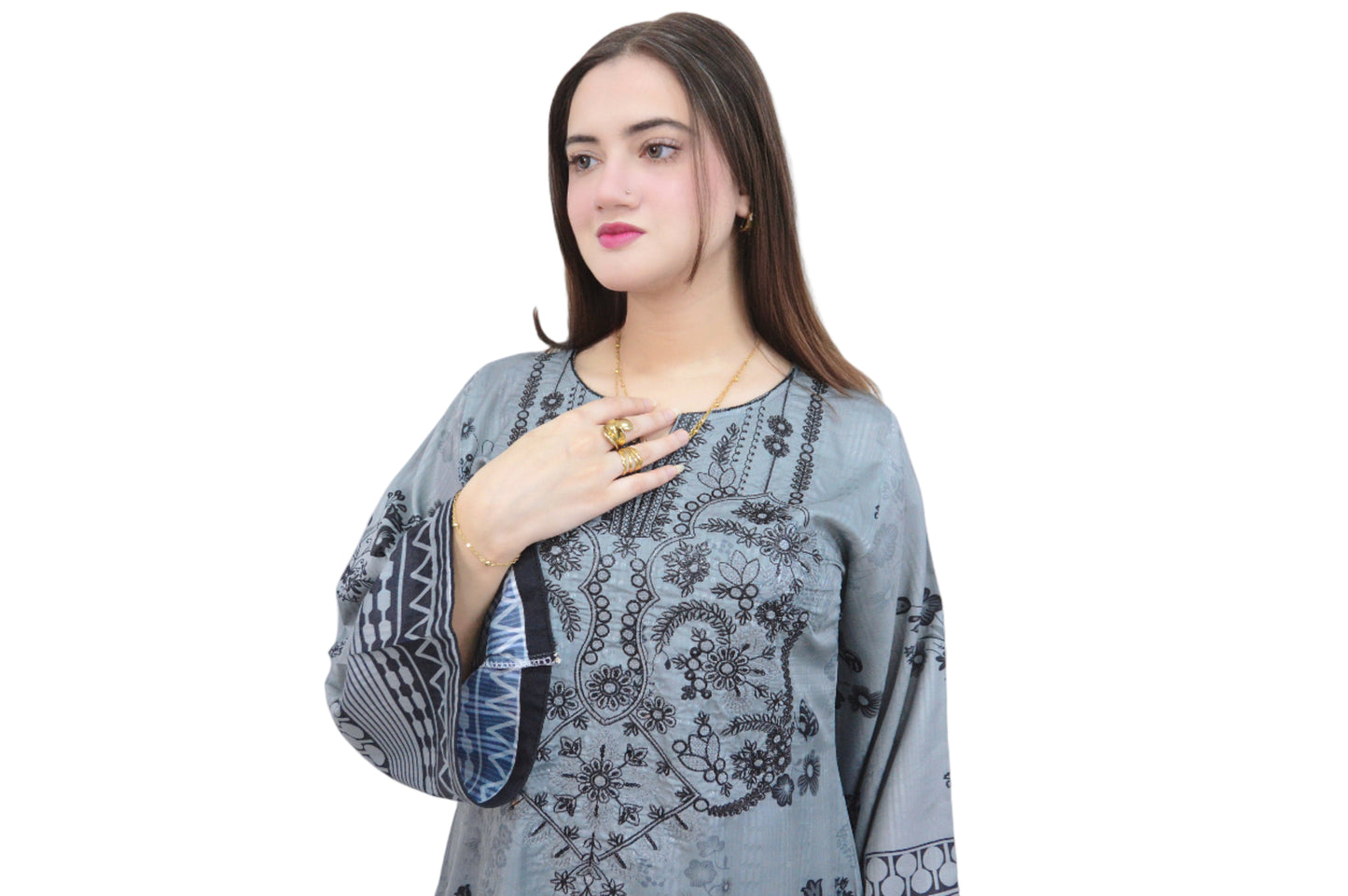 GRACEFUL ERA|3-PIECE DIGITAL PRINTED EMBROIDERED SHIRT|PRINTED FLAPPER|CHIFFON PRINTED DUPATTA MMG-1040