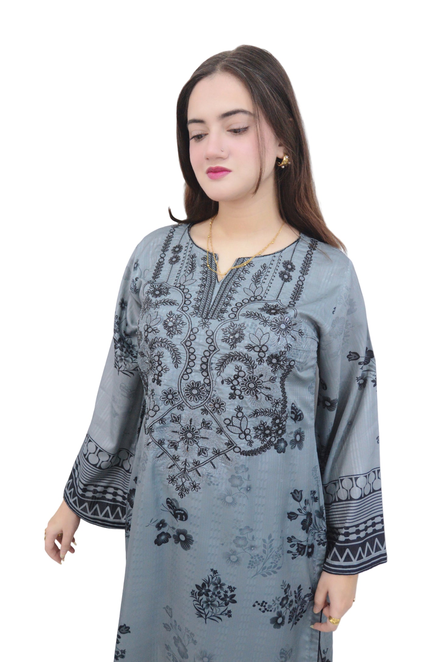 GRACEFUL ERA|3-PIECE DIGITAL PRINTED EMBROIDERED SHIRT|PRINTED FLAPPER|CHIFFON PRINTED DUPATTA MMG-1040