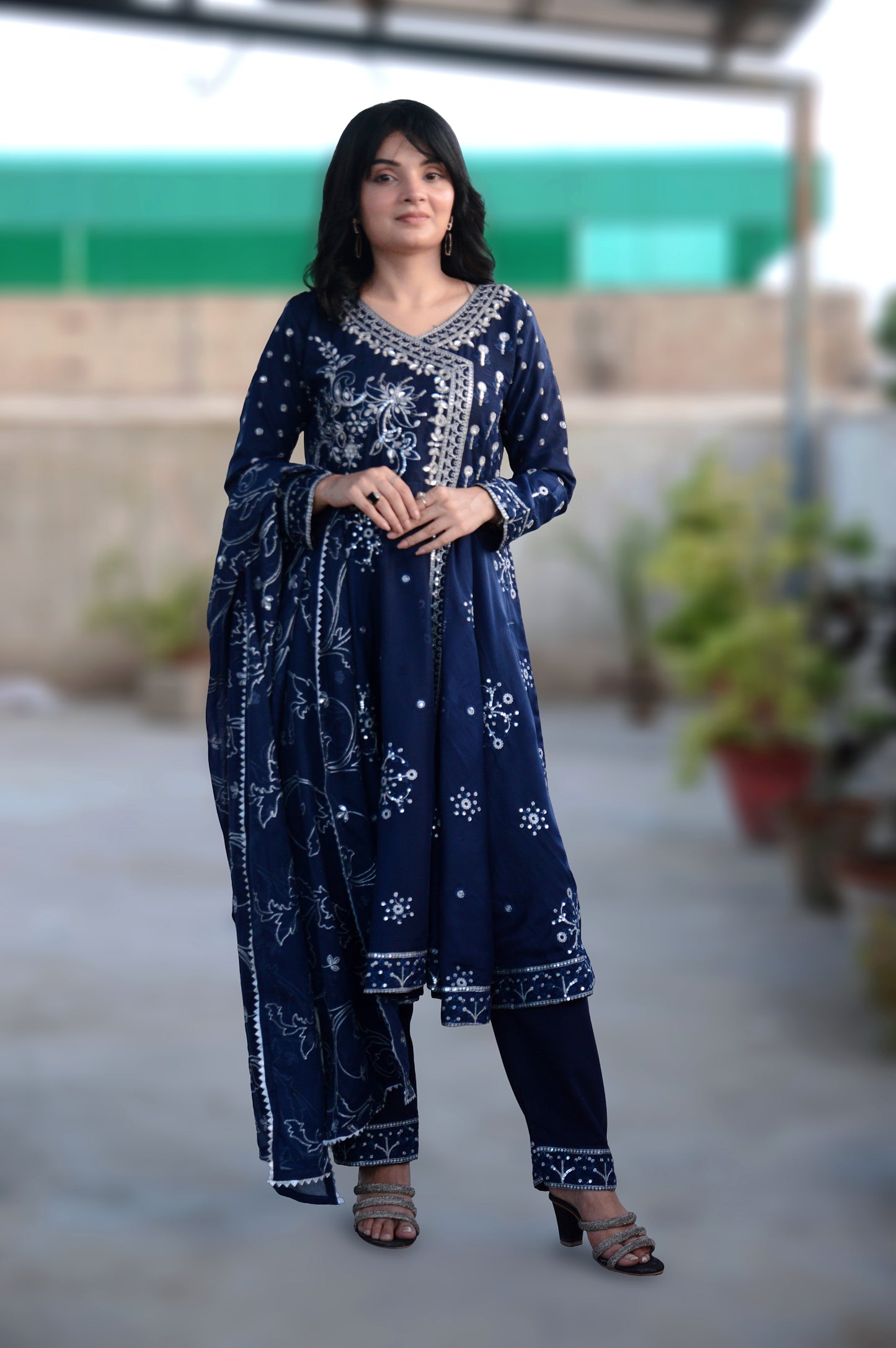 SUROOR ANGRAKHA FROCK|3-PIECE CHIFFON EMBROIDERED FROCK|EMBROIDERED TROUSER|EMBROIDERED DUPATTA MMG-