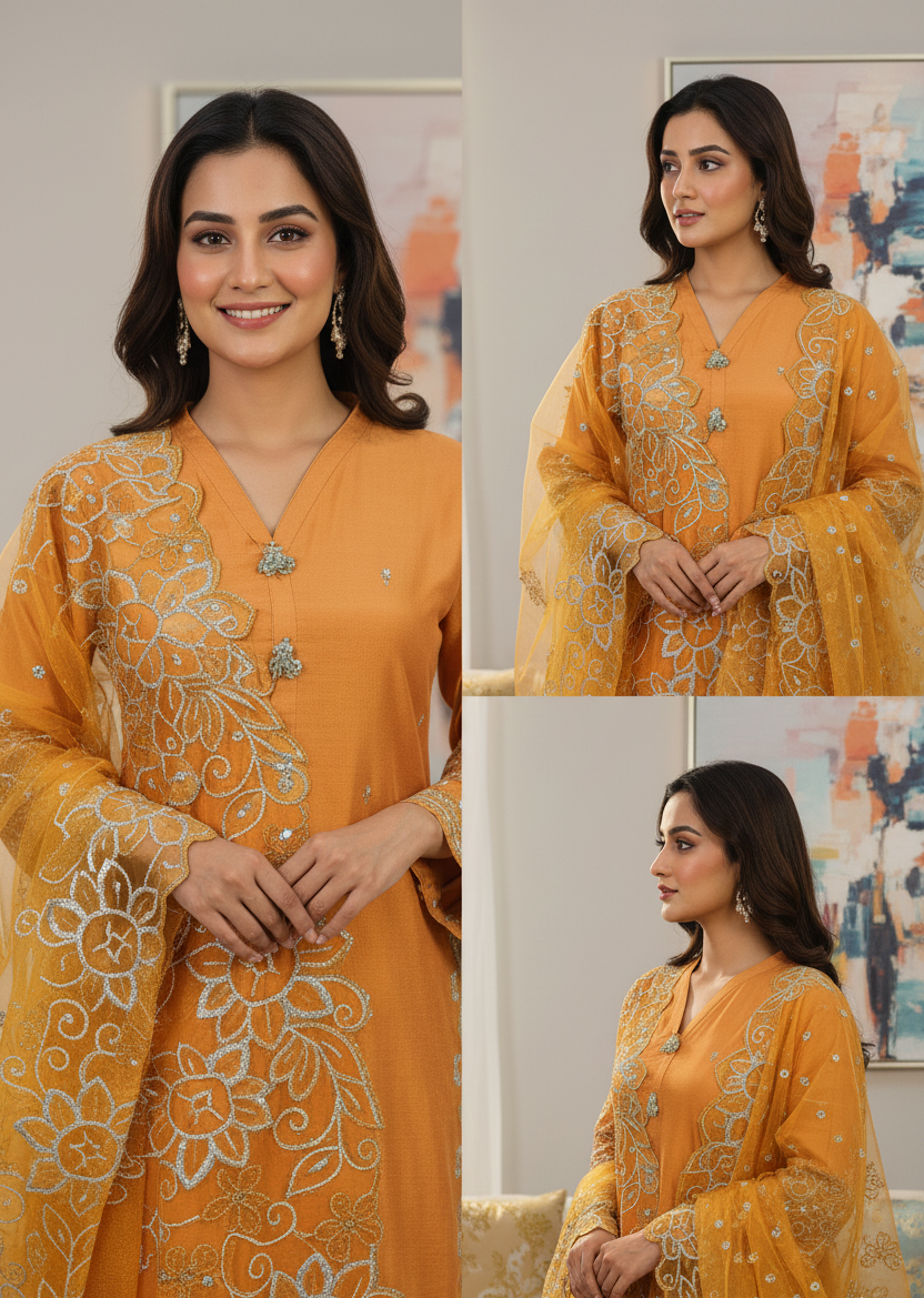 AFSANA|3-PIECE VISCOSE EMBROIDERED KURTA SET FESTIVE SPECIAL ADDITION MMG-1034