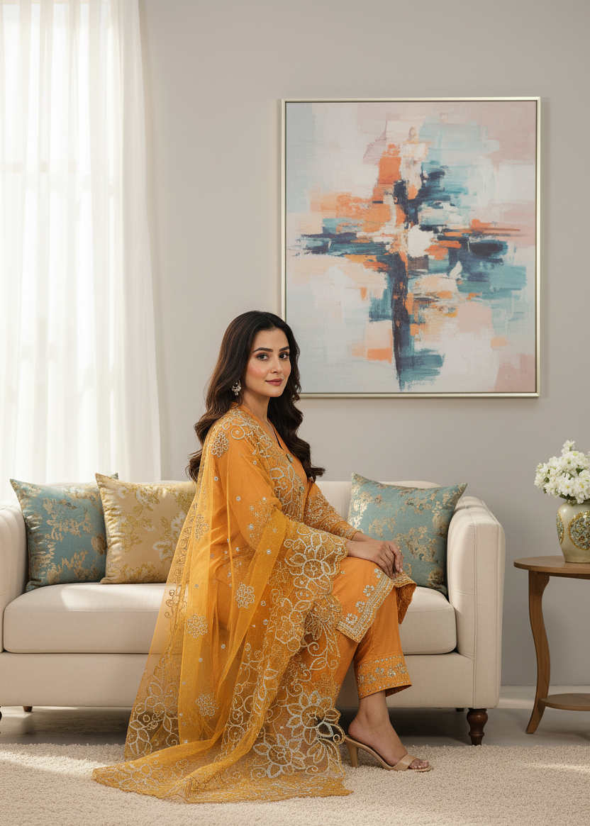 AFSANA|3-PIECE VISCOSE EMBROIDERED KURTA SET FESTIVE SPECIAL ADDITION MMG-1034