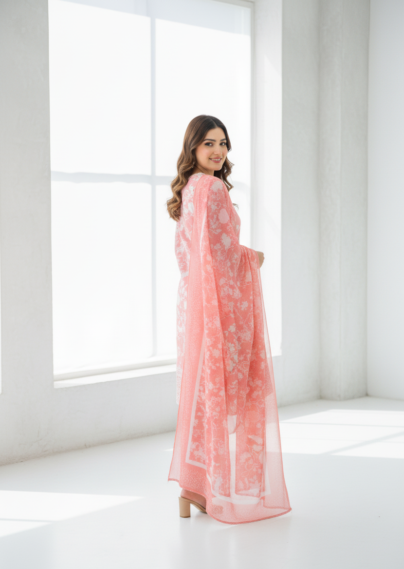 ANARKALI|3-PIECE DIGITAL PRINTED BOSKI SWISS & EMBROIDERED KURTA SET MMG-1068