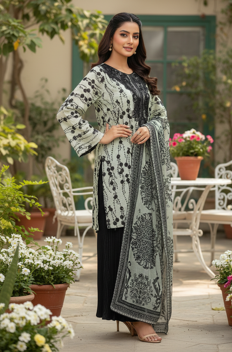 3D CHARM EMB KURTA SET MMG-1135