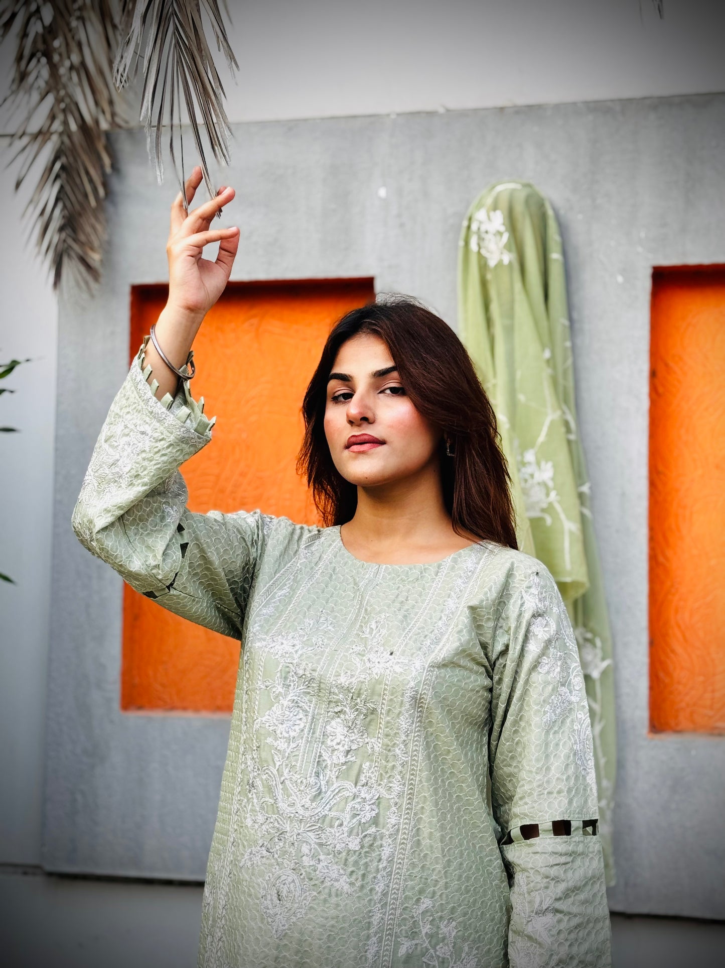 ANDAAZ E NOOR | 3-PIECE 100% COTTON EMBROIDERED SHIRT|COMFORTABLE COTTON TROUSER|CHIFFON EMBROIDERED DUPATTA MMG-933