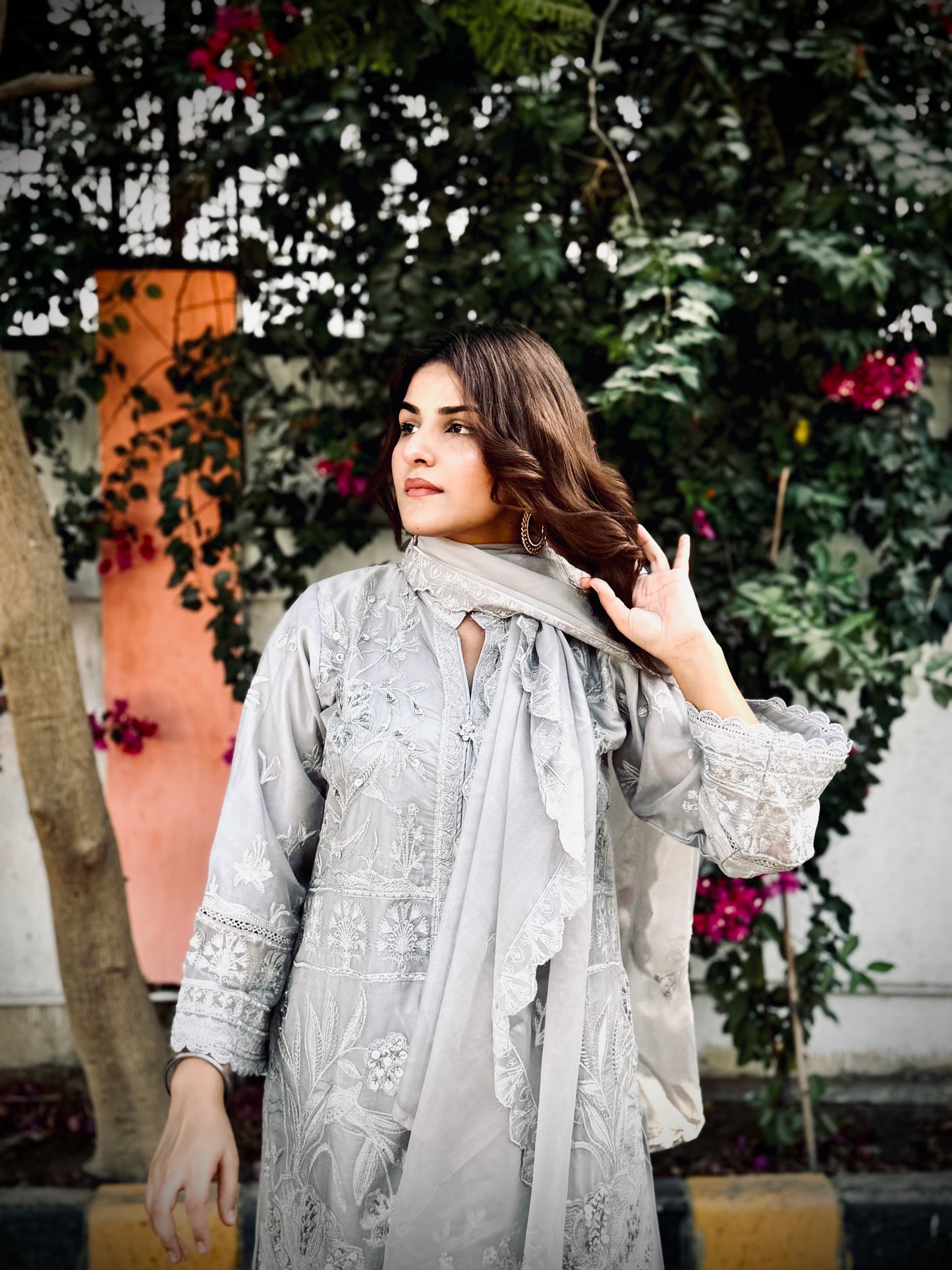 FAIRY FLOW 3-Piece Chiffon embroidered Shirt Hand Work Malai Trouser with Emroidered Dupatta MMG-794