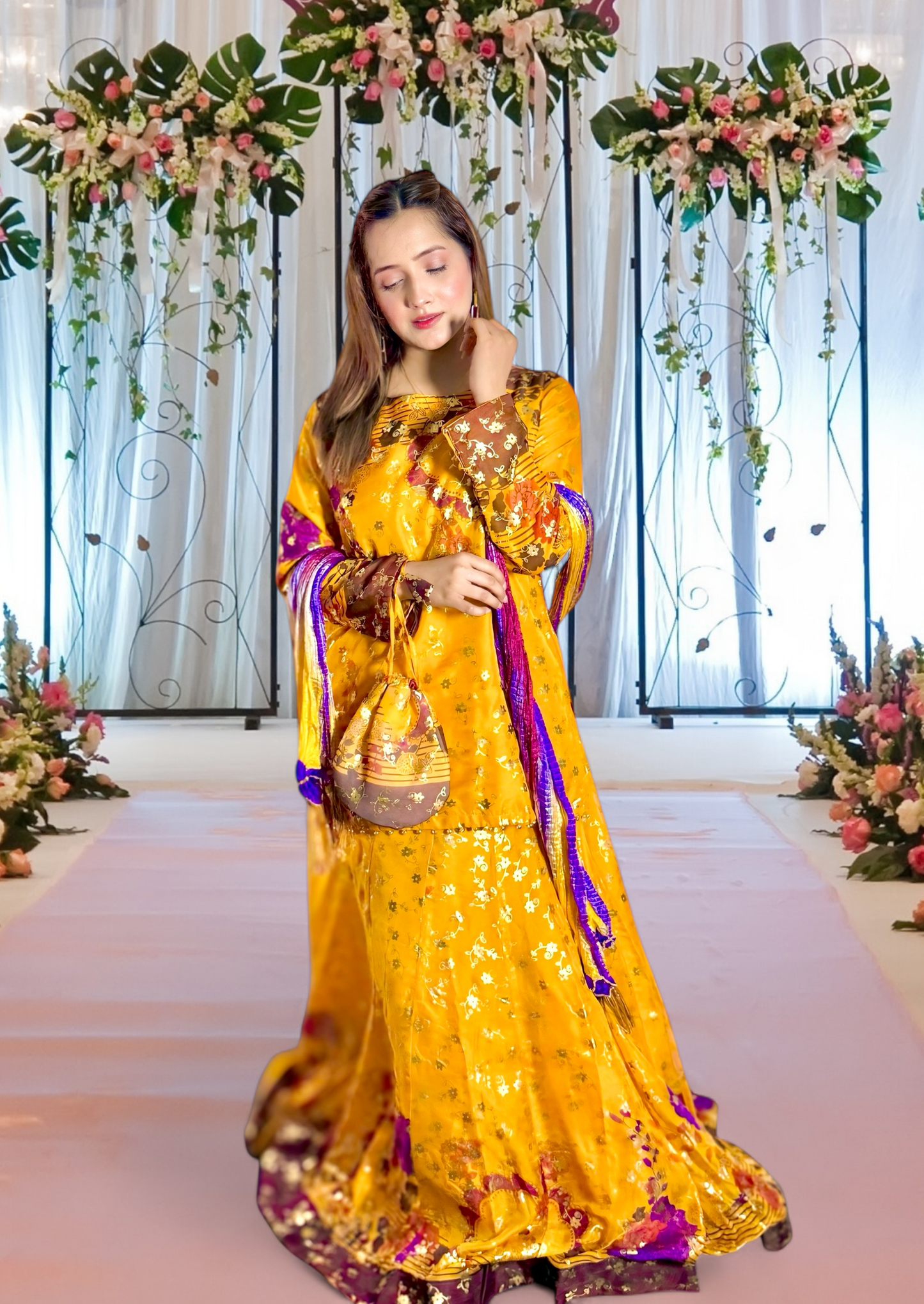 HENNA BLOOM | MEHNDI OUTFIT| HAND WORK|SILKY CHIFFON| LEHNGA CHOLI | CHUNDRI DUPATTA