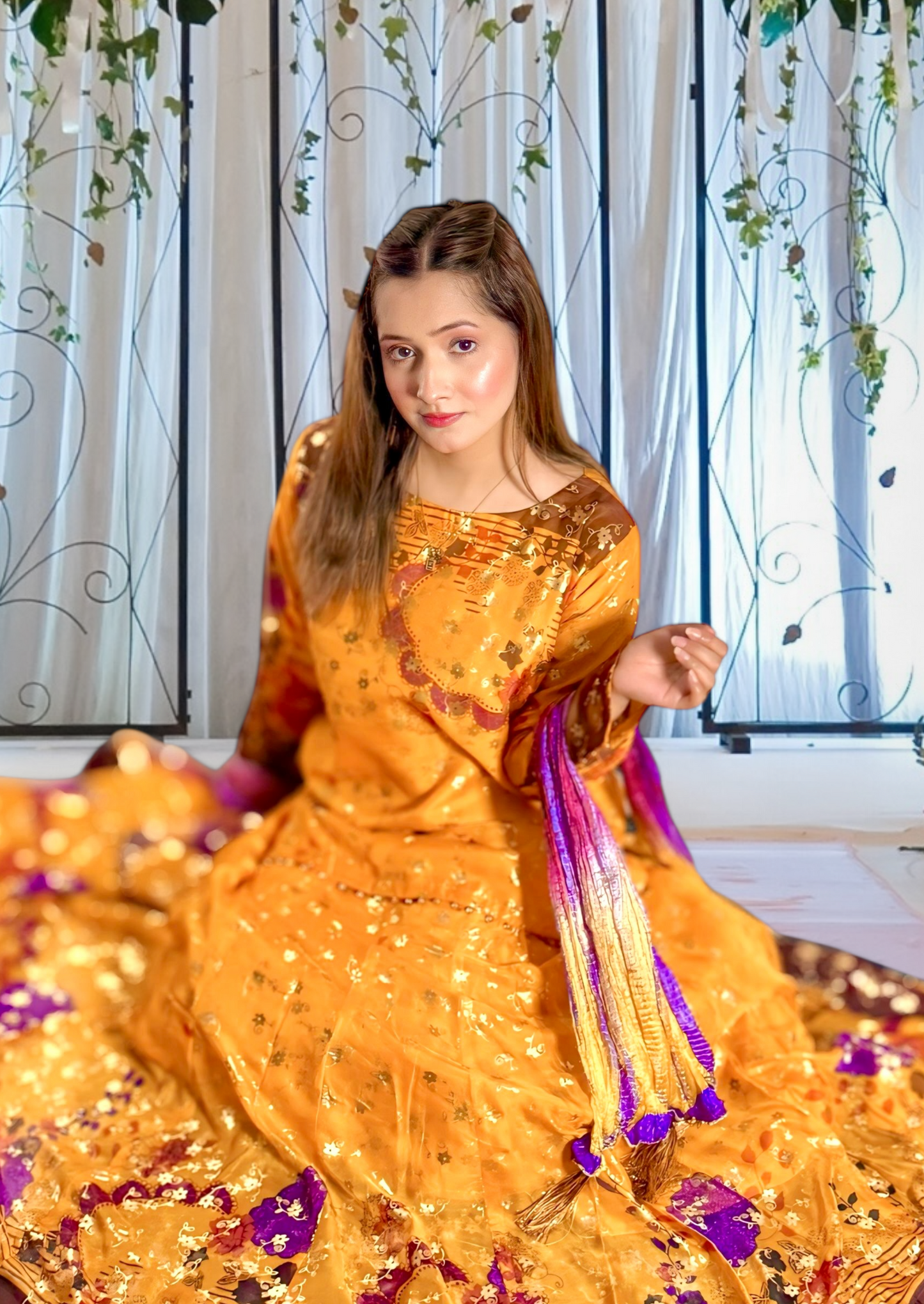 HENNA BLOOM | MEHNDI OUTFIT| HAND WORK|SILKY CHIFFON| LEHNGA CHOLI | CHUNDRI DUPATTA