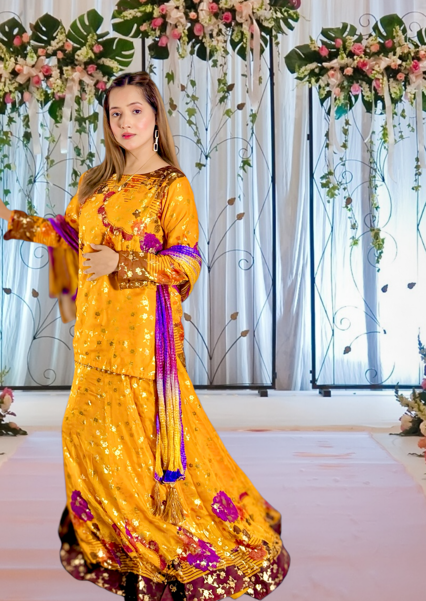 HENNA BLOOM | MEHNDI OUTFIT| HAND WORK|SILKY CHIFFON| LEHNGA CHOLI | CHUNDRI DUPATTA