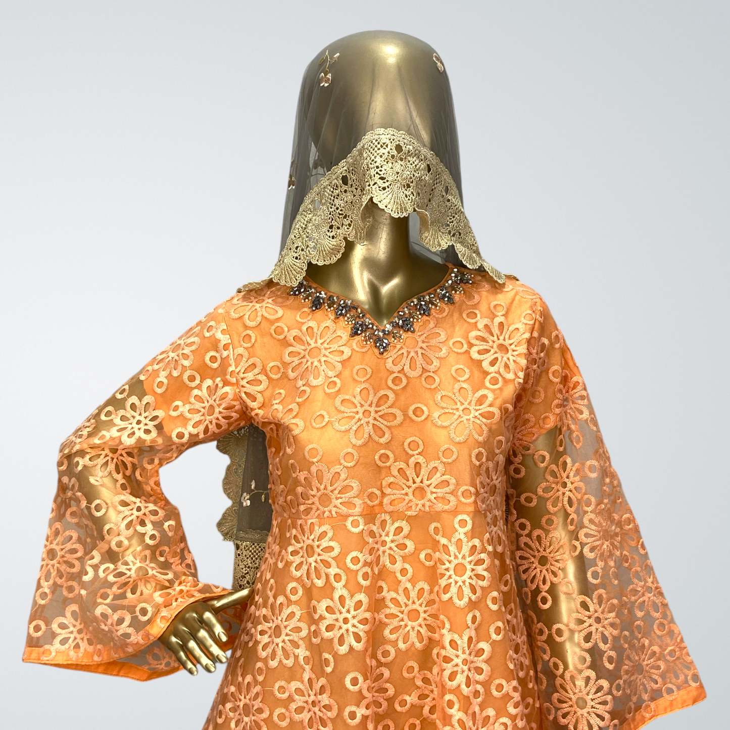 3-Piece Organza Frocks with Net Dupatta & Garara MMG-01
