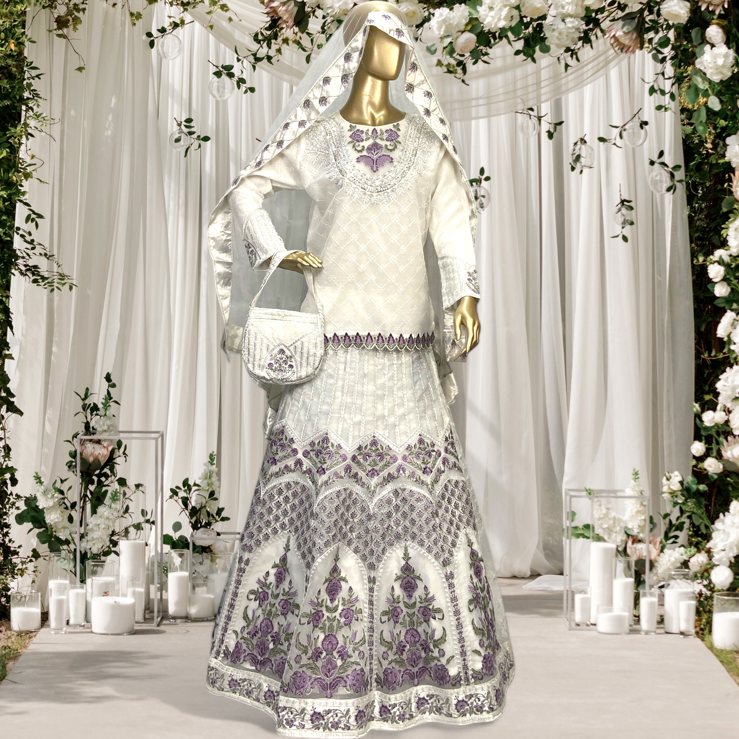 Elegant 3-Piece Organza Sharara Set with Net Dupatta MMG-781