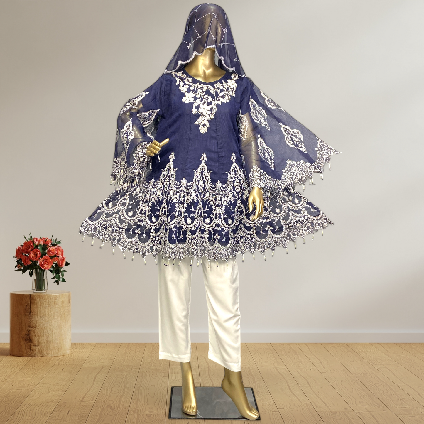3-Piece Elegant Organza Frock with Mysori Dupatta MMG-791