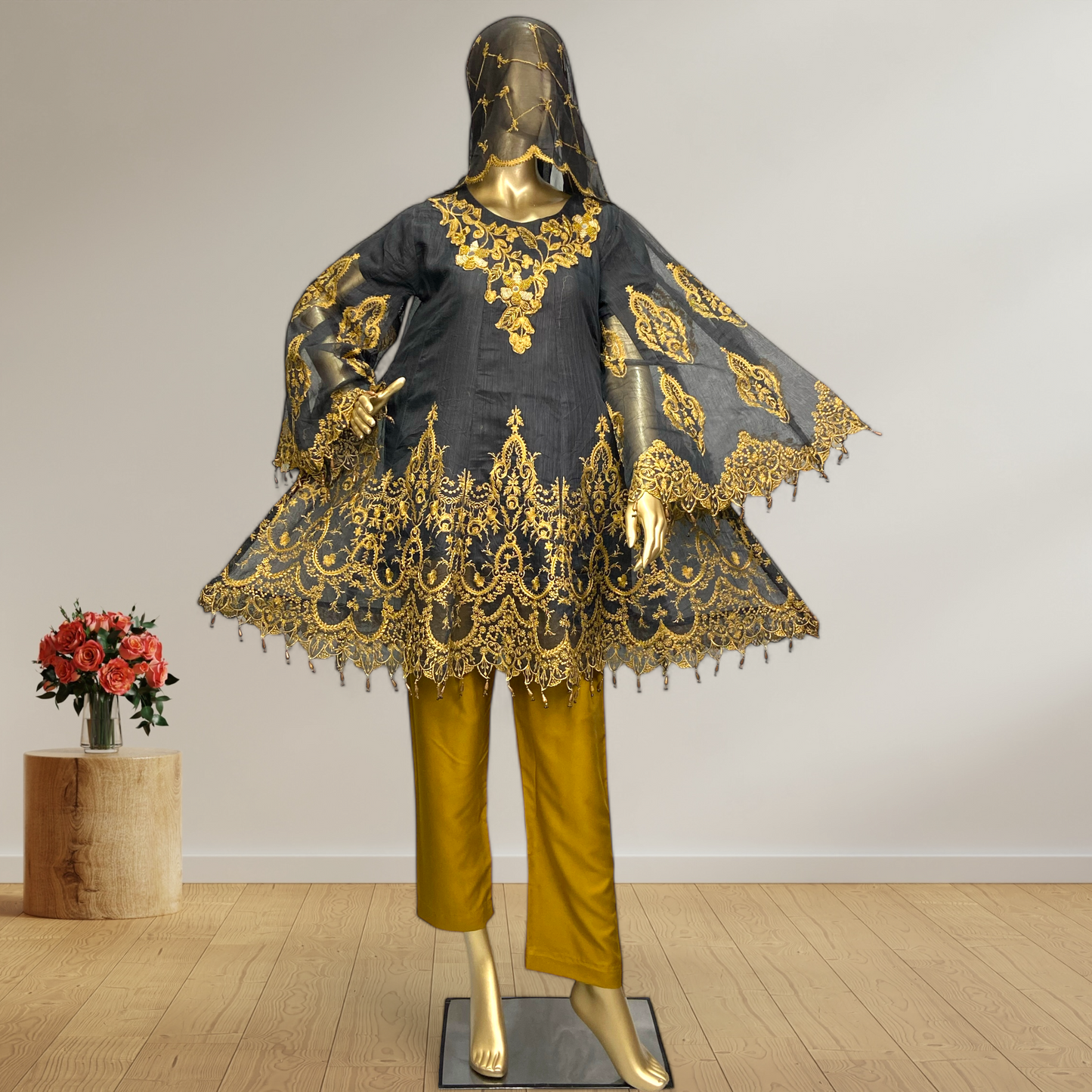 3-Piece Elegant Organza Frock with Mysori Dupatta MMG-791