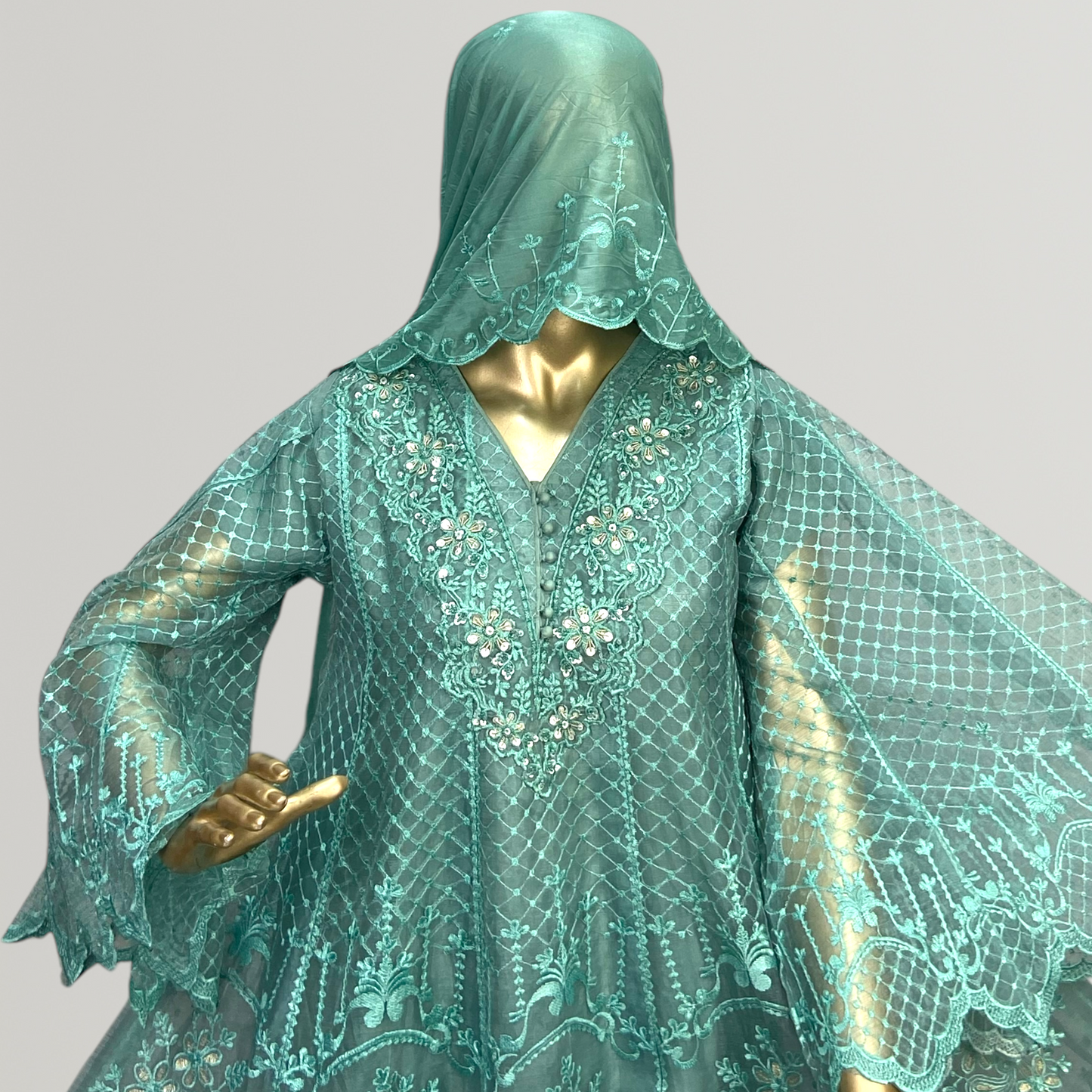 Elegant 3-Piece Tissue Suit with Silk Dupatta MMG-756