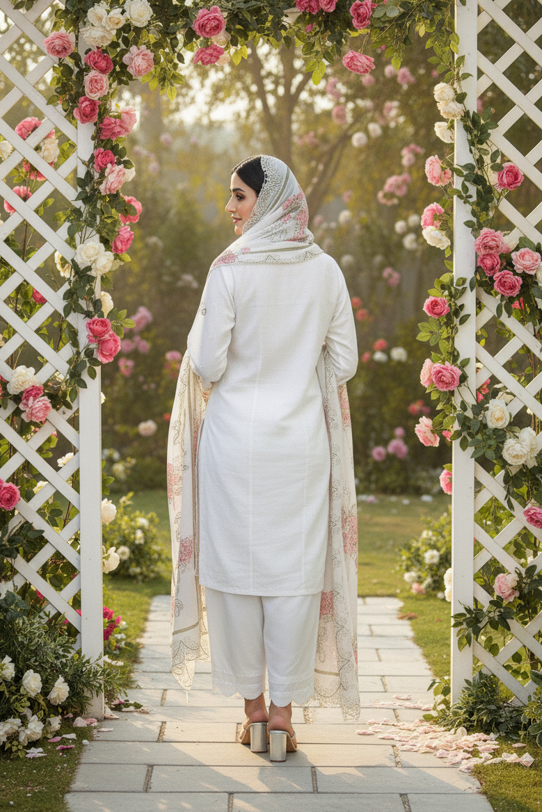 FLORAL|3-PIECE LINING ORGANZA KURTA SET MMG-1039