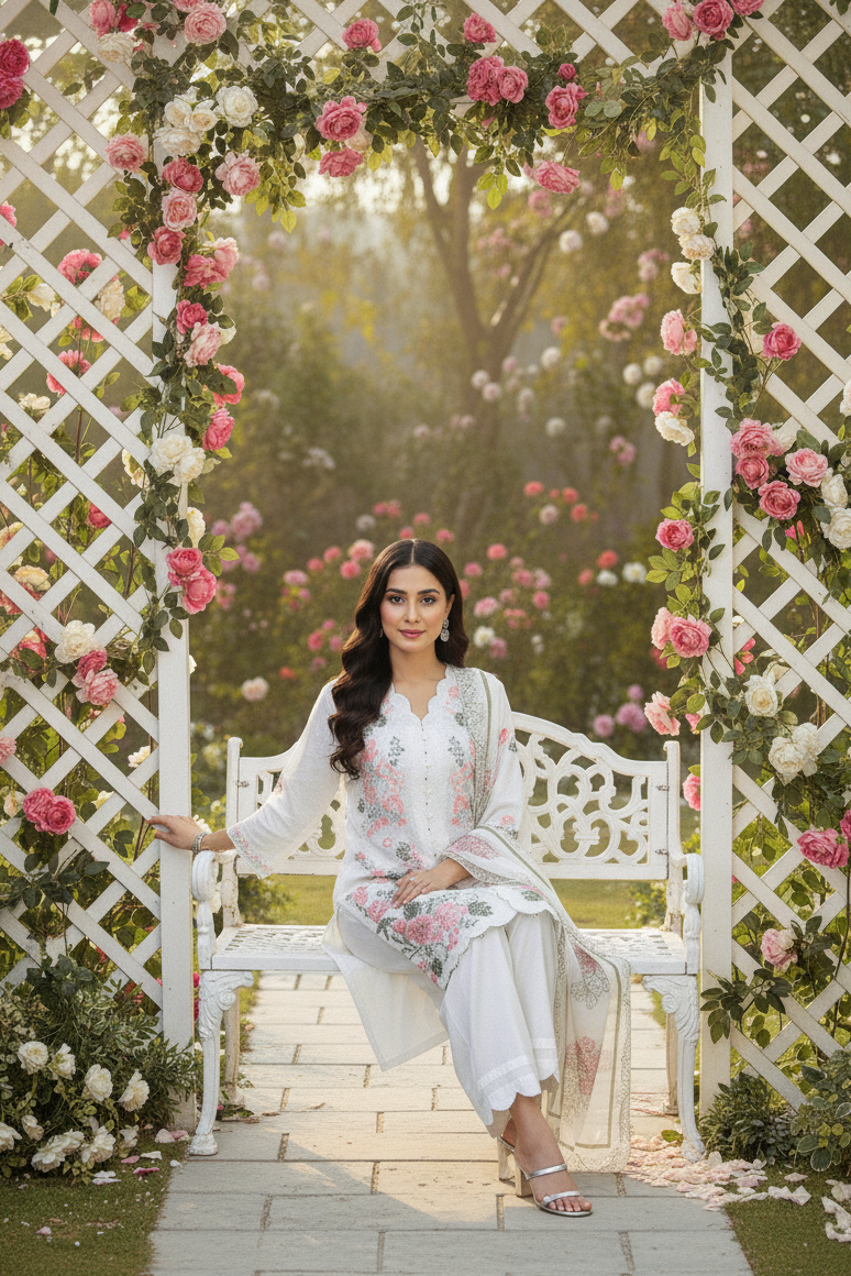 FLORAL|3-PIECE LINING ORGANZA KURTA SET MMG-1039