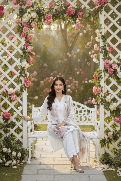 FLORAL|3-PIECE LINING ORGANZA KURTA SET MMG-1039