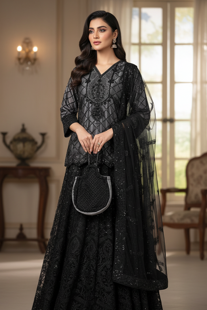 JASHN E HUSN |4-PIECE EMBROIDERED LEHNGA CHOLI MMG-851