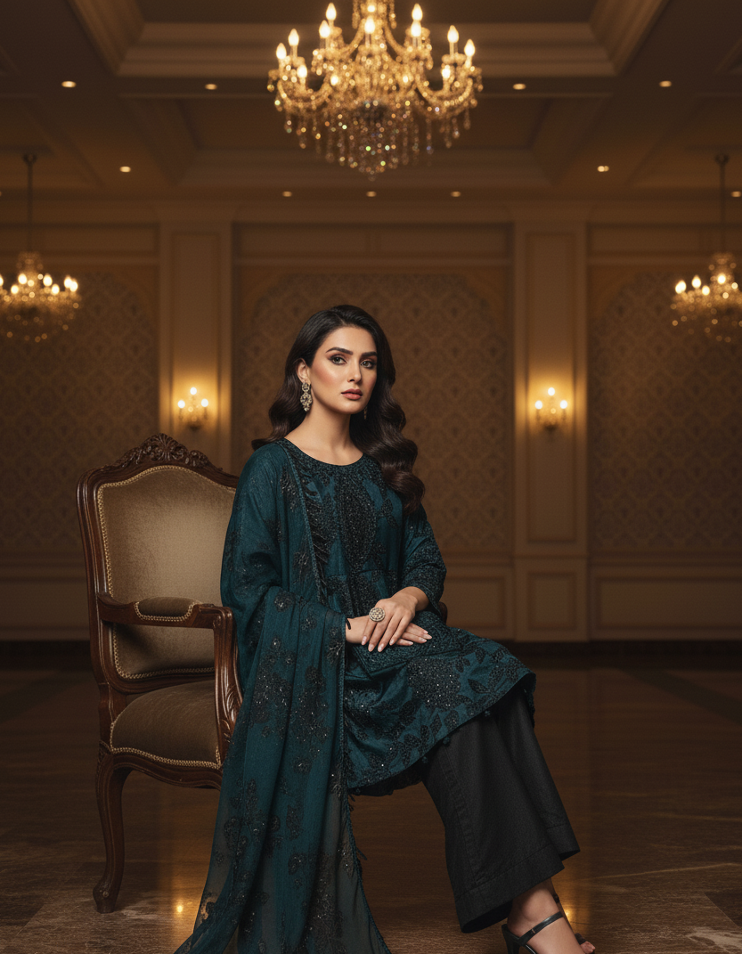 MEHRBAAN|HEAVY SEQUINE ORGANZA HAND EMBROIDERED FROCK MMG 817