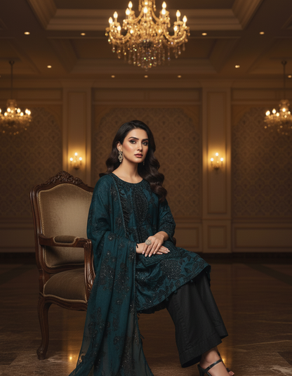 MEHRBAAN|HEAVY SEQUINE ORGANZA HAND EMBROIDERED FROCK MMG 817